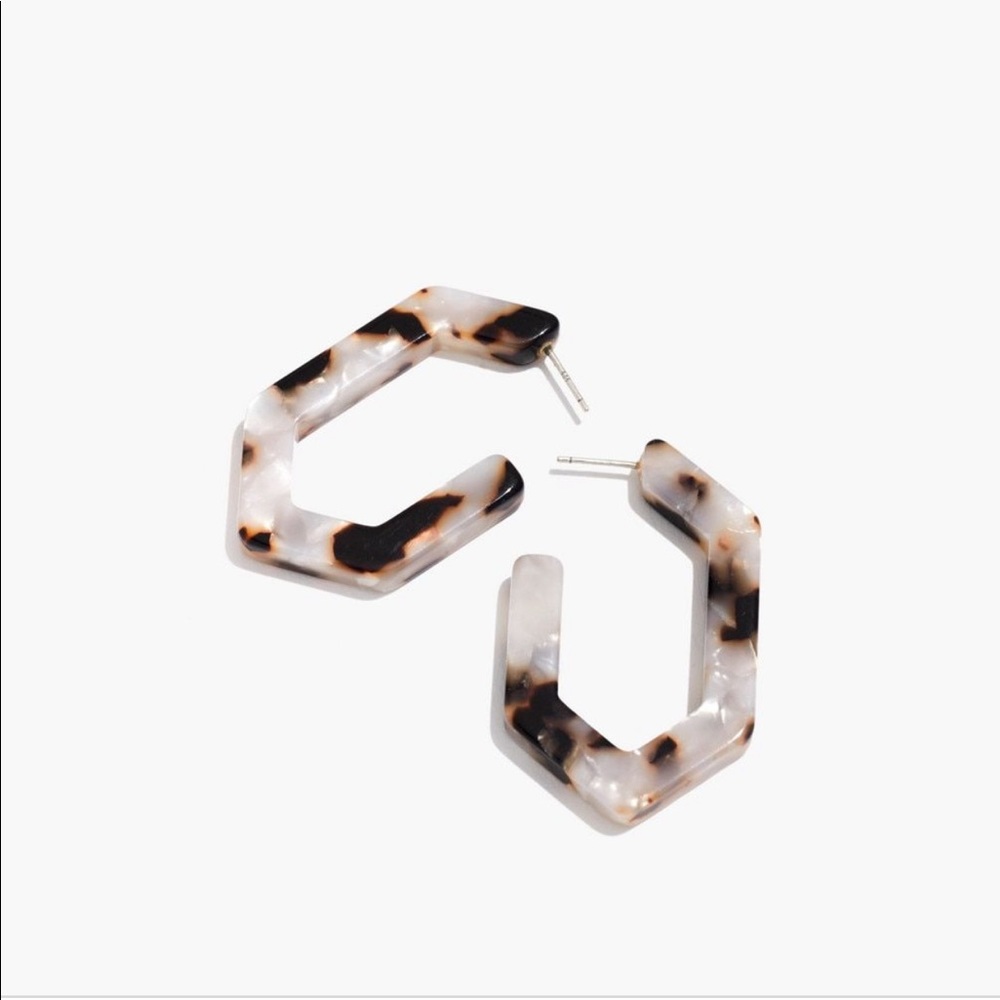 Oversized Geometric Hoop Earrings in Ash Marble
